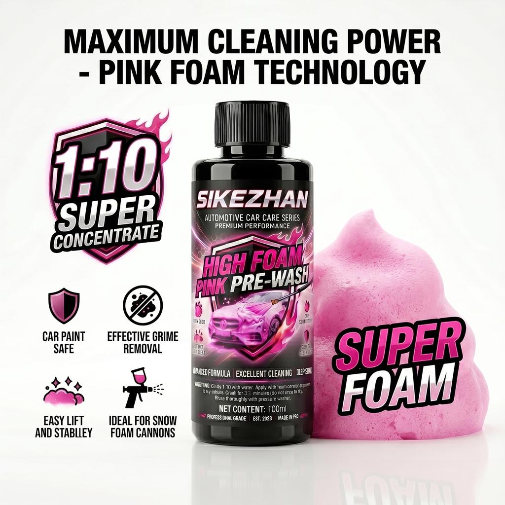 Extreme Foaming Car Wash Soap & Wax, Concentrated Pink Body Wash for Professional Car Detailing & Foam Cannon