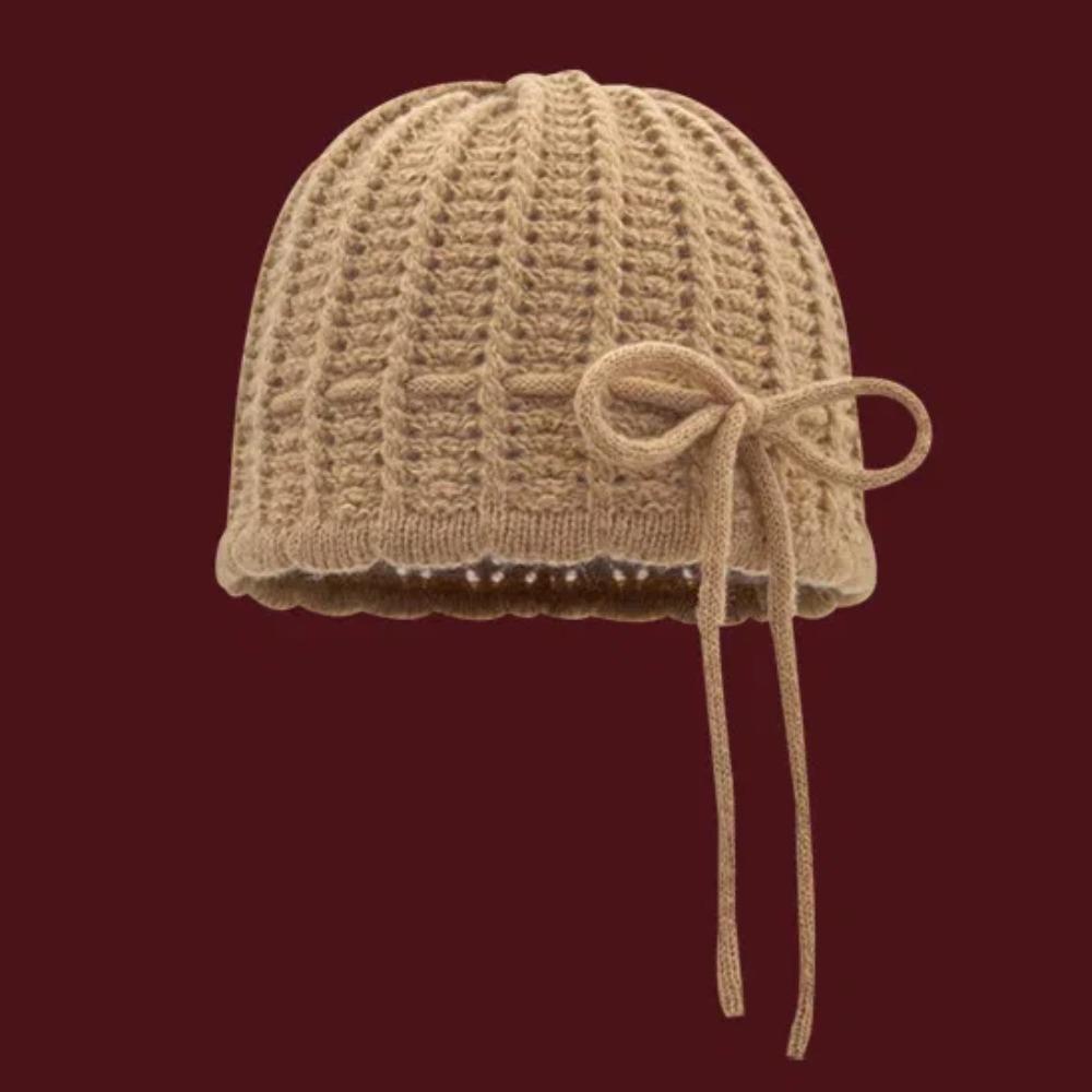 Вязаная шапка с бантом в корейском стиле, универсальная шапка без полей, индивидуальная вязаная крючком шапка-пуловер, весна