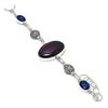 Natural Purple Labradorite, Topaz 925 Sterling Silver Bracelet 7-8" D8w27