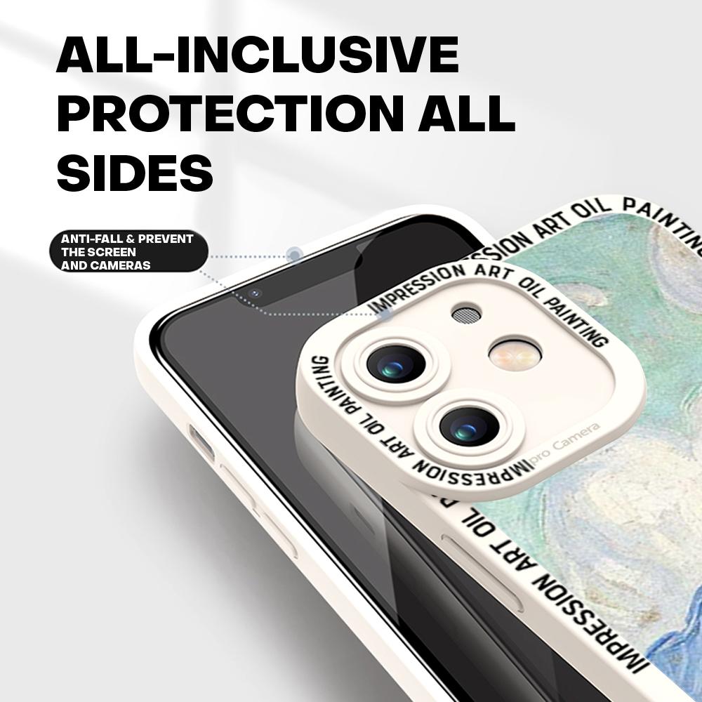 Для iPhone 16 15 14 Pro Max Redmi Note 13 12 Pro Samsung S25 S24 Ultra A13 A14 A15 A16 мягкий чехол для телефона с полной защитой объектива и рисунком в виде масляной живописи