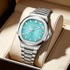 Men Analog Quartz Wrist Watch Square Case Luminous Hands Date Stainless Steel Waterproof Watches