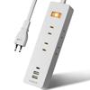 SAYBOUR Power Strip USB Extension Cord, 1m, 6 Outlets, Type-C, USB-A, Lightning Guard Switch, White, AJ-6100