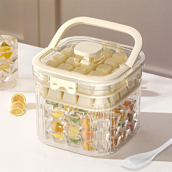 Portable Ice Cube Maker with Lid and Ice Shovel Reusable Ice Tray Food-Grade Safe Storage Container for Home RV Outdoor BBQ Pool Party Camping