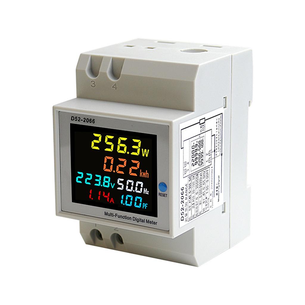 Rail AC Display D52-2066 40-300V 100A / Digital Ammeter, Voltmeter, Wattmeter With External