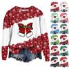 Women's Fashion Christmas  Printed Long Sleeve Loose Round Neck Sweatshirt Top Fall