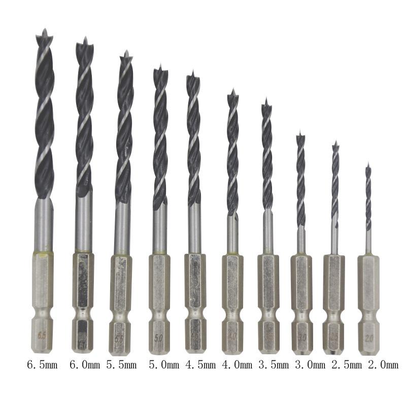 10 шт. шестиугольный хвостовик трехконечное деревообрабатывающее сверло спиральное сверло электрическая дрель ротор