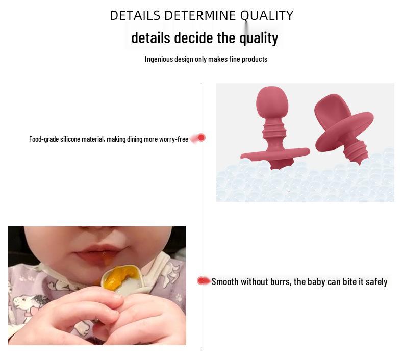 Детский набор вилки и ложки из пищевого силикона - Мягкая короткая вилка и ложка для прикорма и обучения