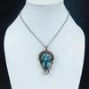 Blue Turquoise Handmade Gemstone Pendant, 999 Copper Wire Wrapped Antique Jewelry Pendant, For Engagement Gift