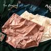 Women Satin Panties Tummly Control Summer Sexy Lace Briefs High Waist Cotton Crotch Breathable Underpants Seamless Silky Triangle Underwear