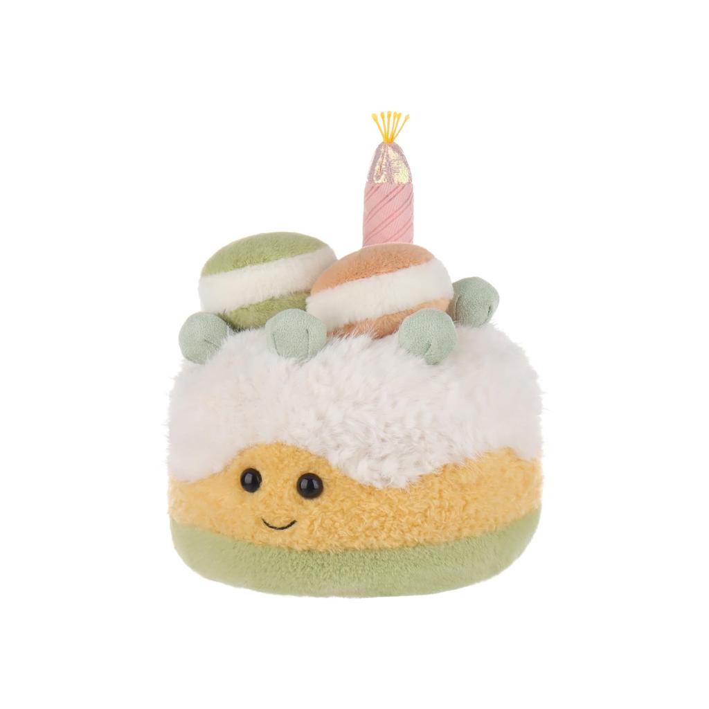 Apricot Lamb Macaron Birthday Cake Plush Toy for Kids, Soft and Cute, Fluffy Macaron Birthday Cake for Girls and Boys, 18cm