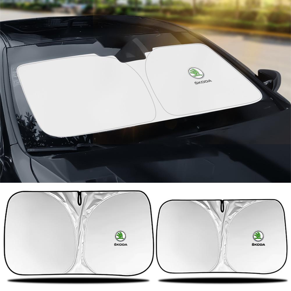 czftb8 Car Sunshade Summer Sun Shade Cloth Foldable for Skoda Octavia Kodiaq Fabia Karoq Superb Kamiq Felicia Scala Citigo Yeti Hubcap