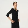 Women's Color-block Polo Neck Wool Sweater