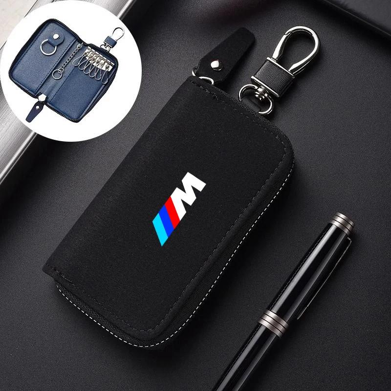 LCHGA1 Car Sticker Leather Car Key Holder Case Keychain Pouch Storage Bag Cover For BMW M Emblem E46 E36 E34 F10 E90 F30 E60 F30 E53 E3