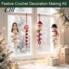 Creative Holiday Hobbies for Women Christmas Spiral Crochet Kit, DIY Snowman Santa Craft Decorative Snowflake Ornament Project Handmade Hanging