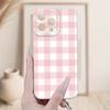 Простой розовый клетчатый чехол для телефона для iPhone 17 Pro Max 16E 15 Pro 14 13 12 11 Mini AIR XS XR XS 8Plus противоударный и амортизирующий