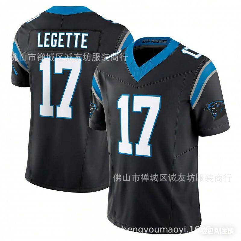 3rd Gen Football Jersey - Panthers 17 Black Athletic Shirt Men