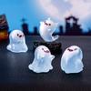 6Pcs Luminous Mini Resin Ghost Figurines Glowing Halloween Ornaments Small Ghost Micro Miniature Statue for Outdoor House Landscape Party