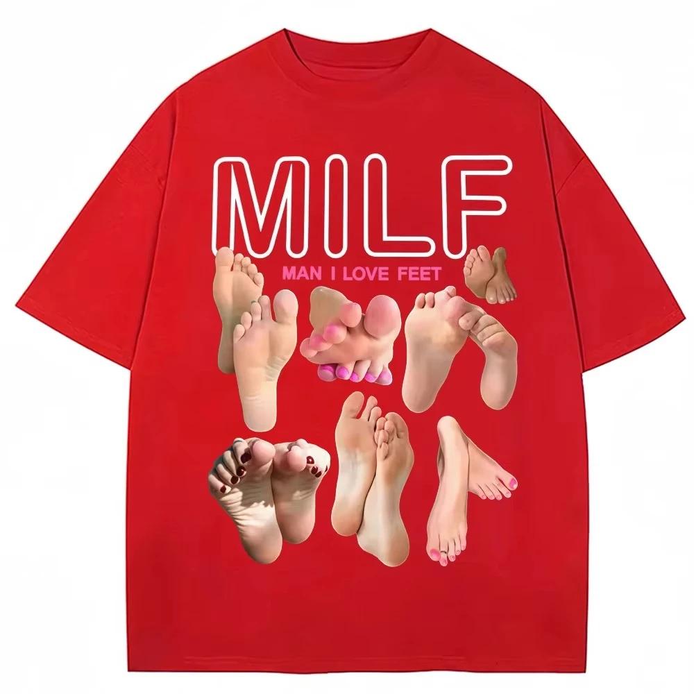 Mature Woman Man I Love Feet Funny Emoji T-shirt Men's Humor Fashion Soft Cotton Round Neck Oversized Casual T-shirt Street Tops