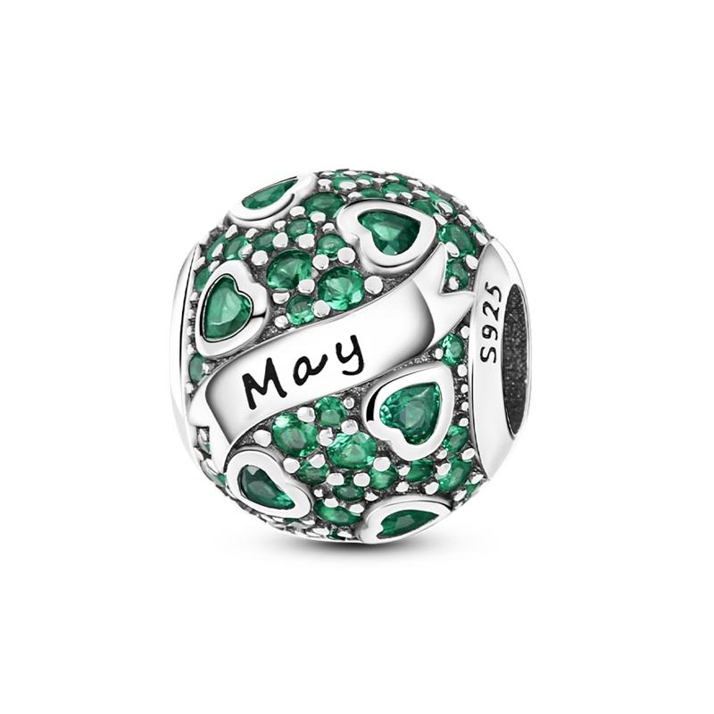 925 Silver Colorful Round CZ Zircon Charm Beads for Bracelet Pendant Jewelry Gift