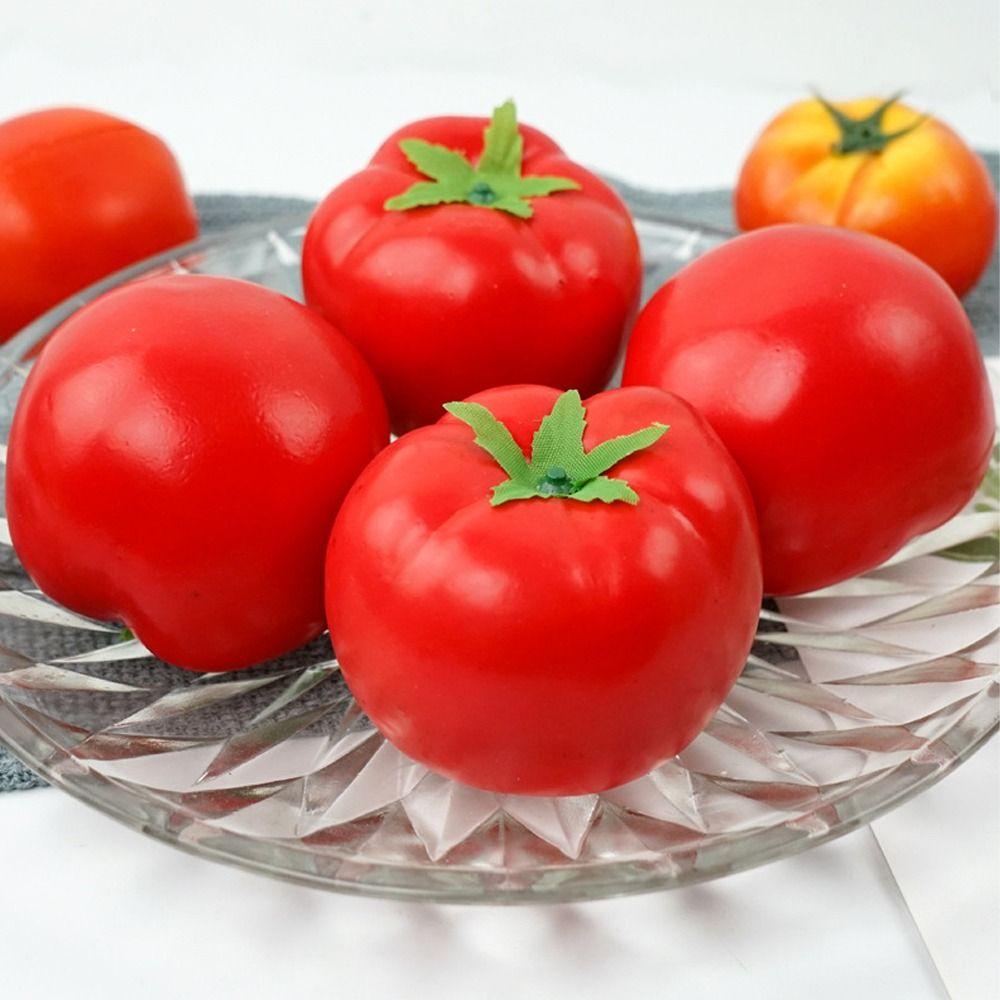 5pcs Mini Artificial Tomato Ornament Lifelike Fake Vegetables Props Fruit Shop Decoration