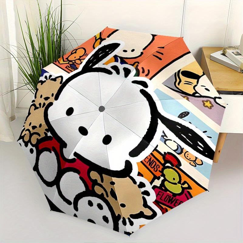 Pochacco Sanrio Automatic Opening and Closing Cartoon Umbrella, Lightweight 3-Fold, With Cute Cartoon Characters, Suitable for Home, Outdoor and Daily