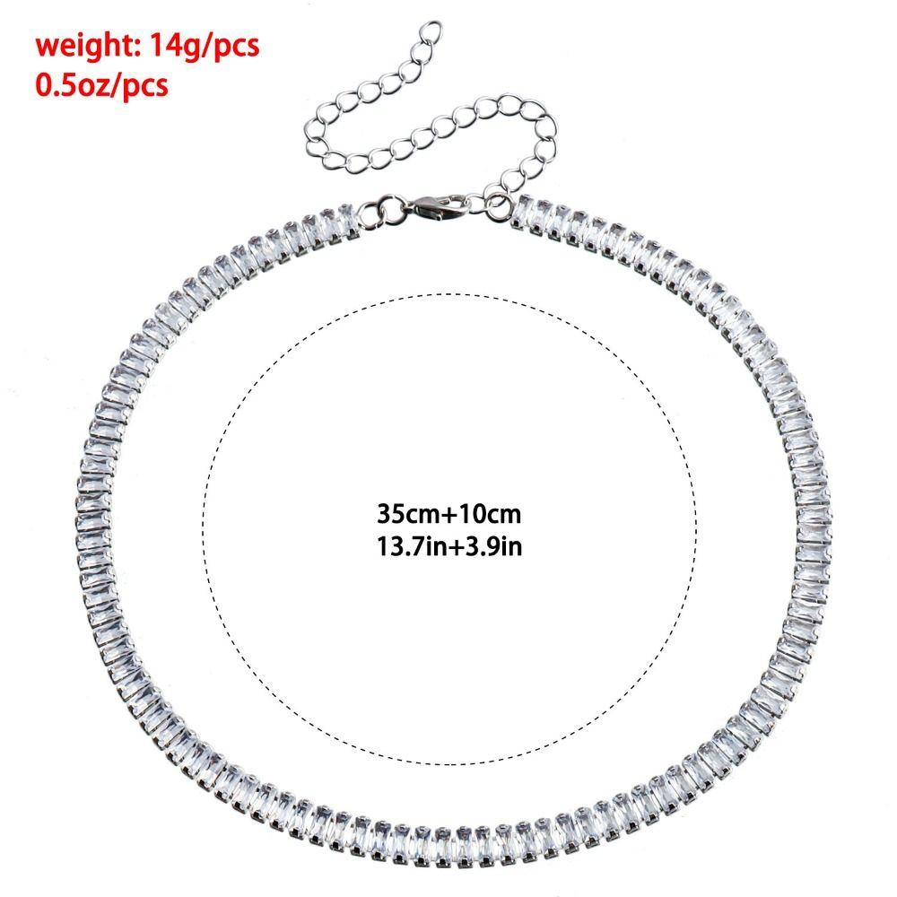 Square Zircon Pendant Necklace Delicate Beaded Necklaces Sweet Shiny Zircon Choker  Wedding