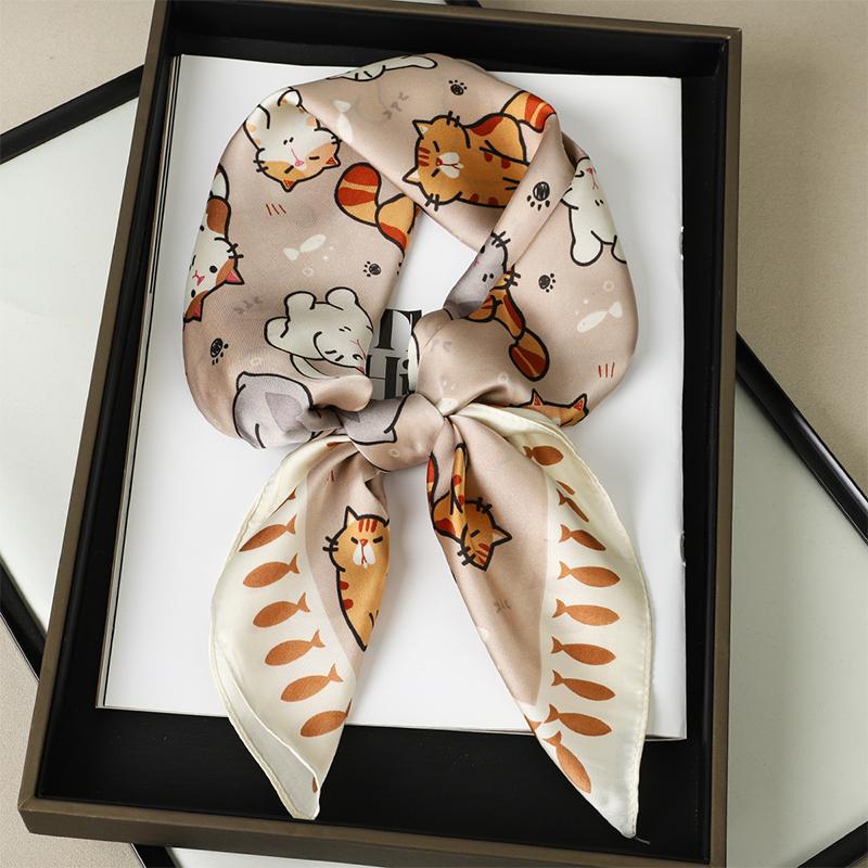 Роскошный брендовый квадратный шелковый шарф женский ободок для волос с принтом маленькие атласные шали платки женские повязки на голову бандана