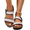Women's Shoes 2024 New Summer Style Color-blocked Open-toe Women's Sandals Fashionable One-line Buckle Mid-heeled Roman Sandals