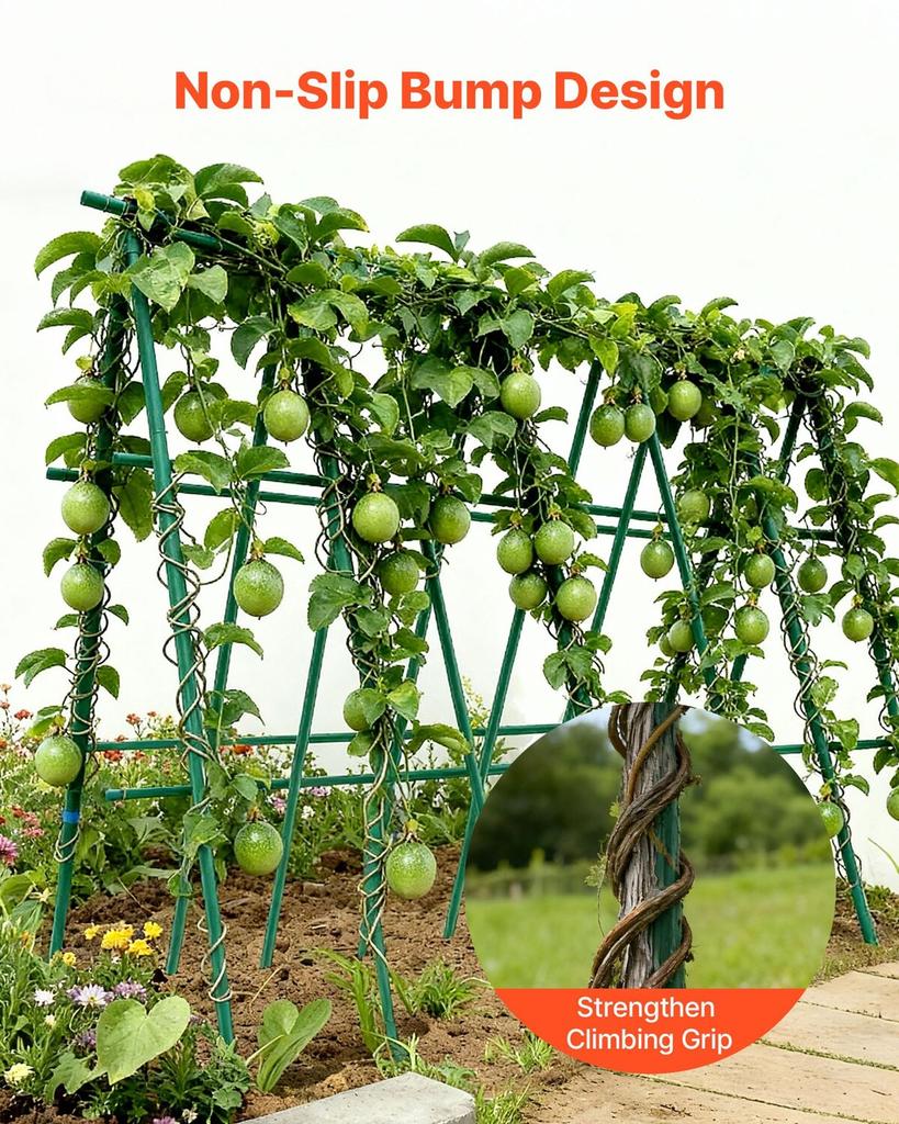 Garden Stakes, 25 Pack, 2100 mm, Plastic Coated Metal Tomato Stakes, Garden Sticks for Plants Support, with Pointed End and Non-Slip Bumps for Growing