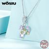 WOSTU 925 Sterling Silver Rainbow Unicorn Charms Firefly Pendant Cat Pet Animal Beads Fit Bracelet Necklace DIY Birthday Gift