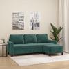 VidaXL 3-seater Sofa with Footrest Dark Green 180 Cm Velvet, Sofa, Sofa with Footrest, Three-seater Sofa, 3201057