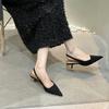 Summers Pointed Toe Women's Sandals Fashion Elegant Shallow Singbacks Mules Shoes Ladies Dress Kitten Heel Sandalias Sandal