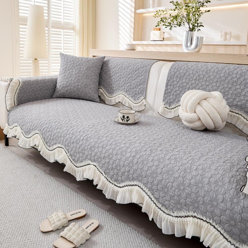 Cream Wind Sofa Cushion Universal In All Seasons New Pure Cotton Summer Seat Cushion Sub-Cover Cloth Towel Fixed Non-Slip Cover