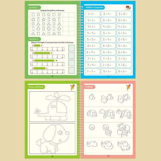 4Pcs Grooved Writing Practice Book with Pens Refills Pencil Gripper Reusable