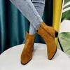 Fashion 2024Chelsea Boots Ankle Fringe Chunky Heels Western Cowboy Style Shoes Short Elegant Woman Heeled Punk Plus Size