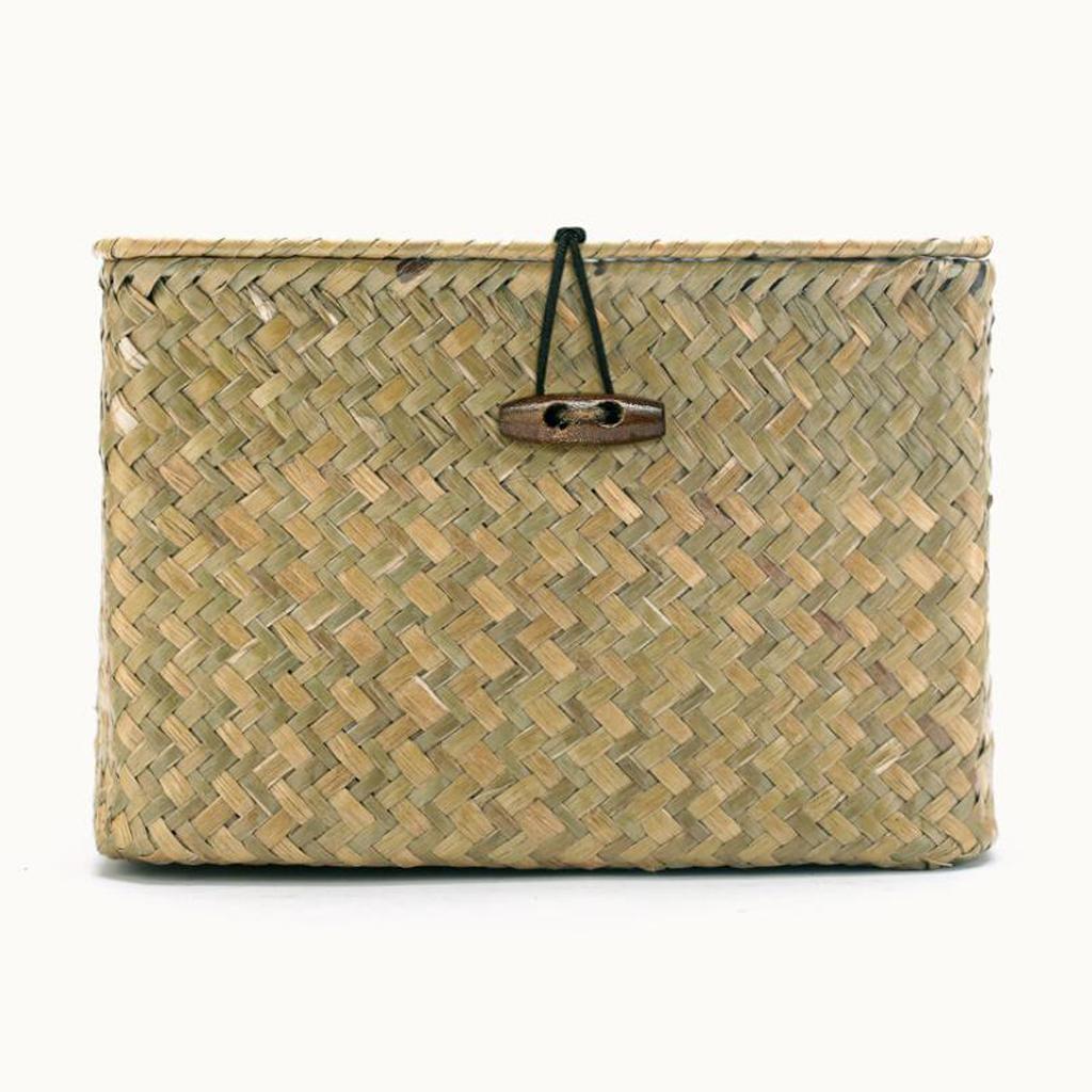 2pcs Seaweed Woven Cube Basket Organizer Boxes Bin for Drawers Desktop