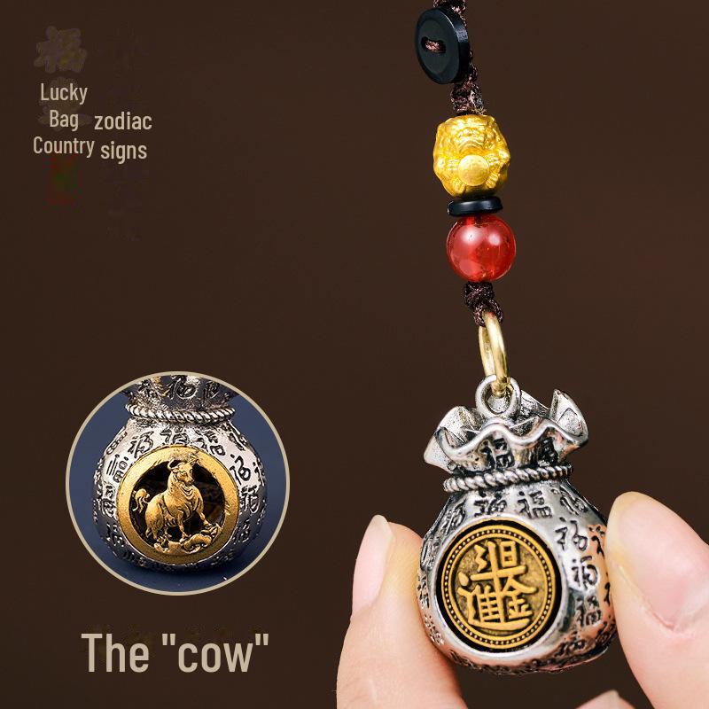 Вращающийся кулон в виде зодиакального мешка для денег и брелок на удачу: Мужские/женские знаки