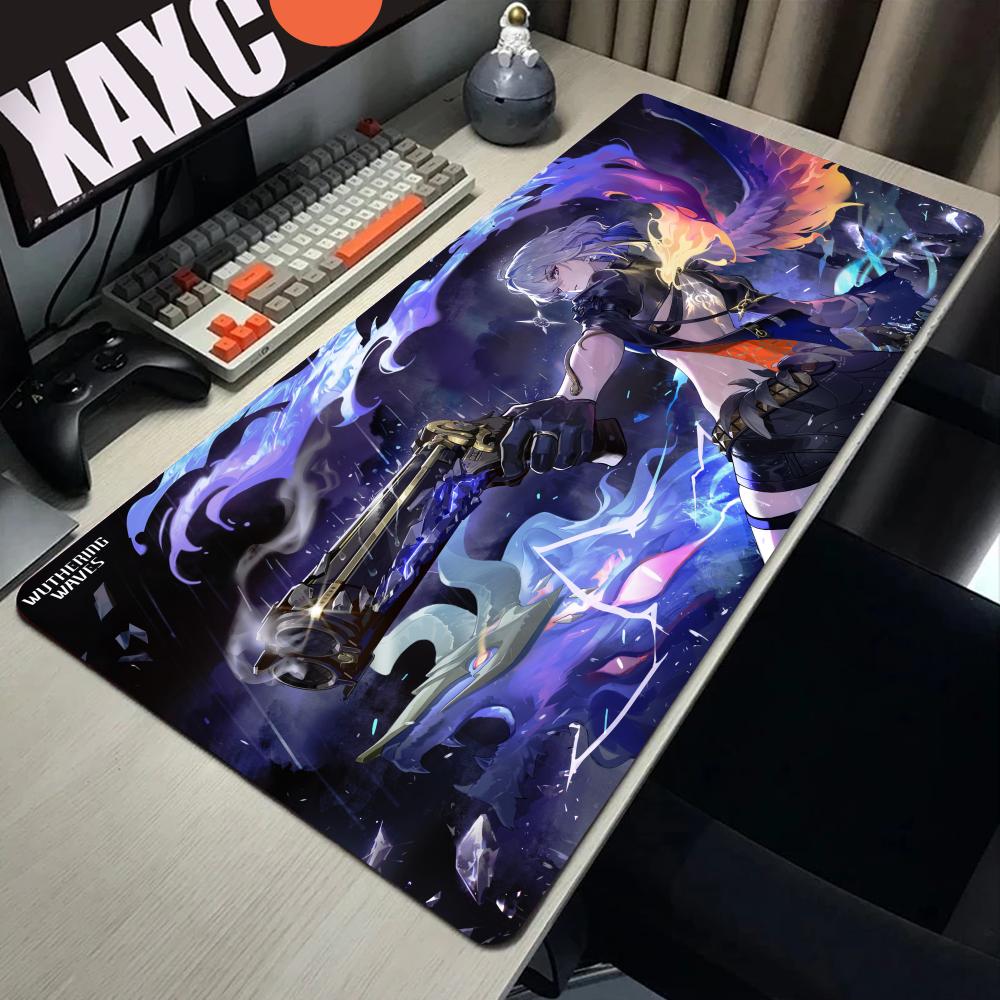 Galbrena cool girl Large Wuthering Waves Mouse Pad XXL Gamer PC Keyboard deskmat NonSlip Rubber Laptop overlock Mousepad
