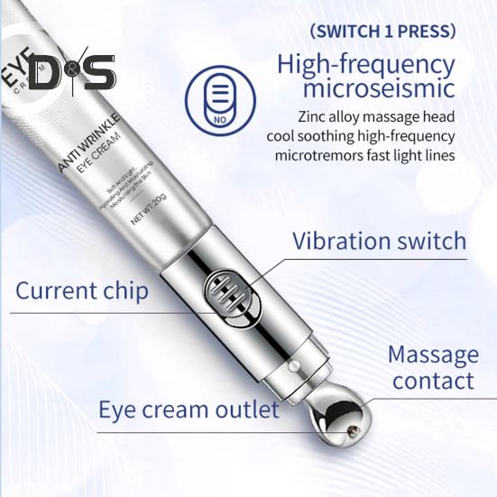 Массажный крем для кожи вокруг глаз с эффектом стирания морщин и мультипептидами 20 г Укрепляющий электронный массажер для тонких линий Умный крем для кожи вокруг глаз Электрический массажный крем для кожи вокруг глаз
