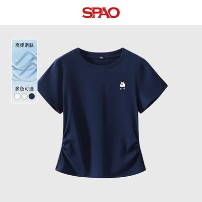 Женская футболка SPAO с драпировкой и асимметричным подолом