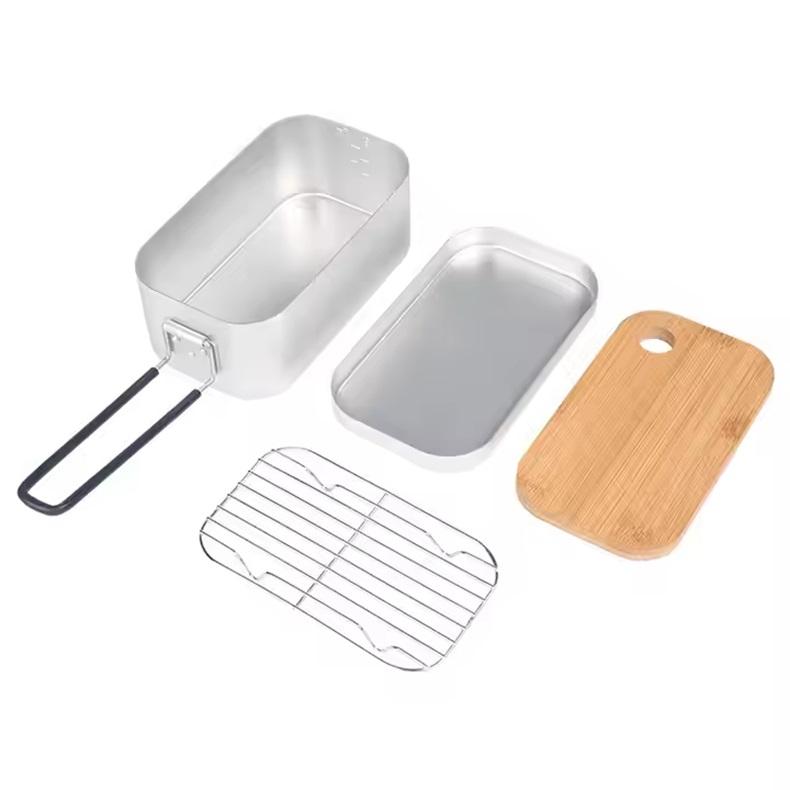 Hiking Camping Cookware Anodized Bento Japanese Bento Box Survival Aluminum Lunch Box Mess Tin