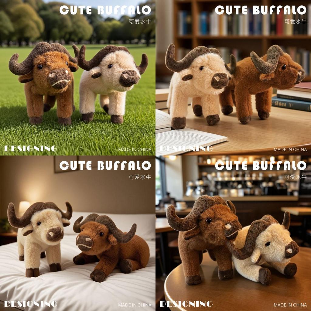 Plush Water Buffalo Toy With Pp Cotton Filling For Kids And Collectors
