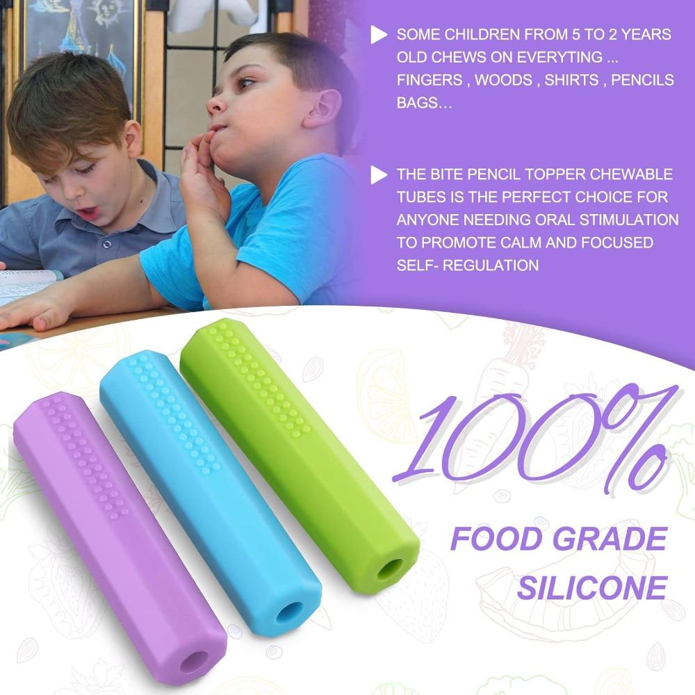 Chewable Pencil Toppers 65*15 MM Autism Chew Toys Cute   Office
