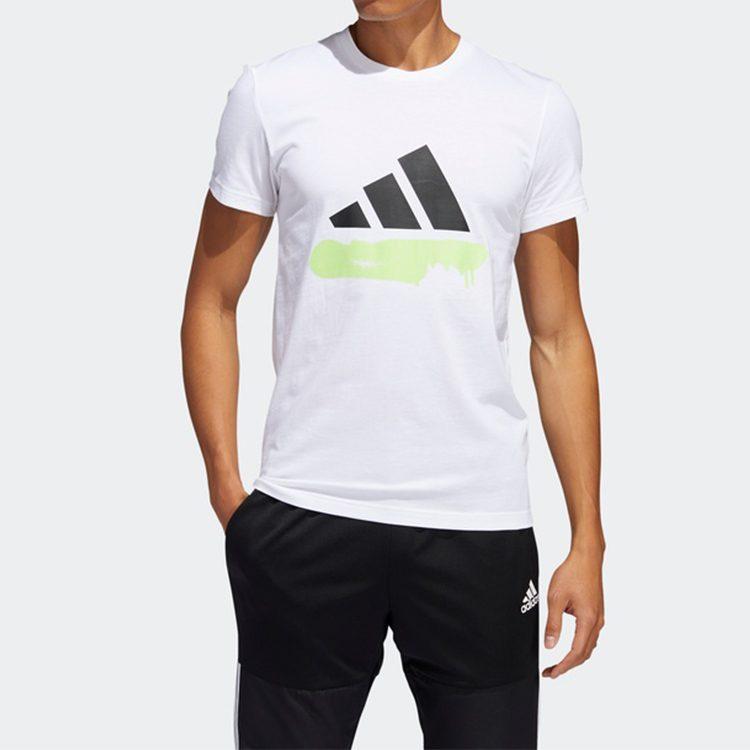 Adidas T Shirts Men's White Crew Neck Moderate Straight Fit FT2826