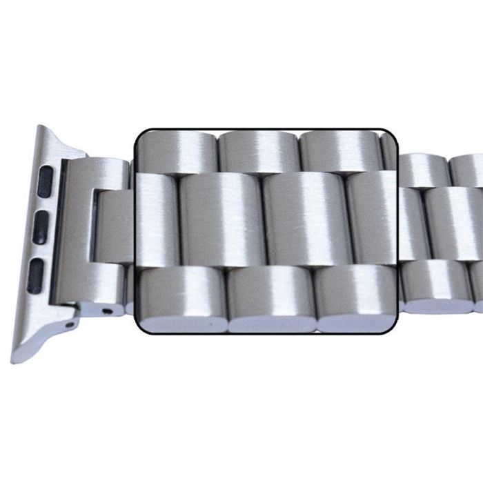 Bracelet montre - MY-MONTRE - Compat. 42/44/45/49mm - Acier inoxydable 304L - Fermeture à ressort - Argenté