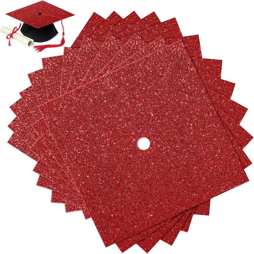 10 Sheets Creative Grad Cap Decorations DIY Glitter Foam Paper  University