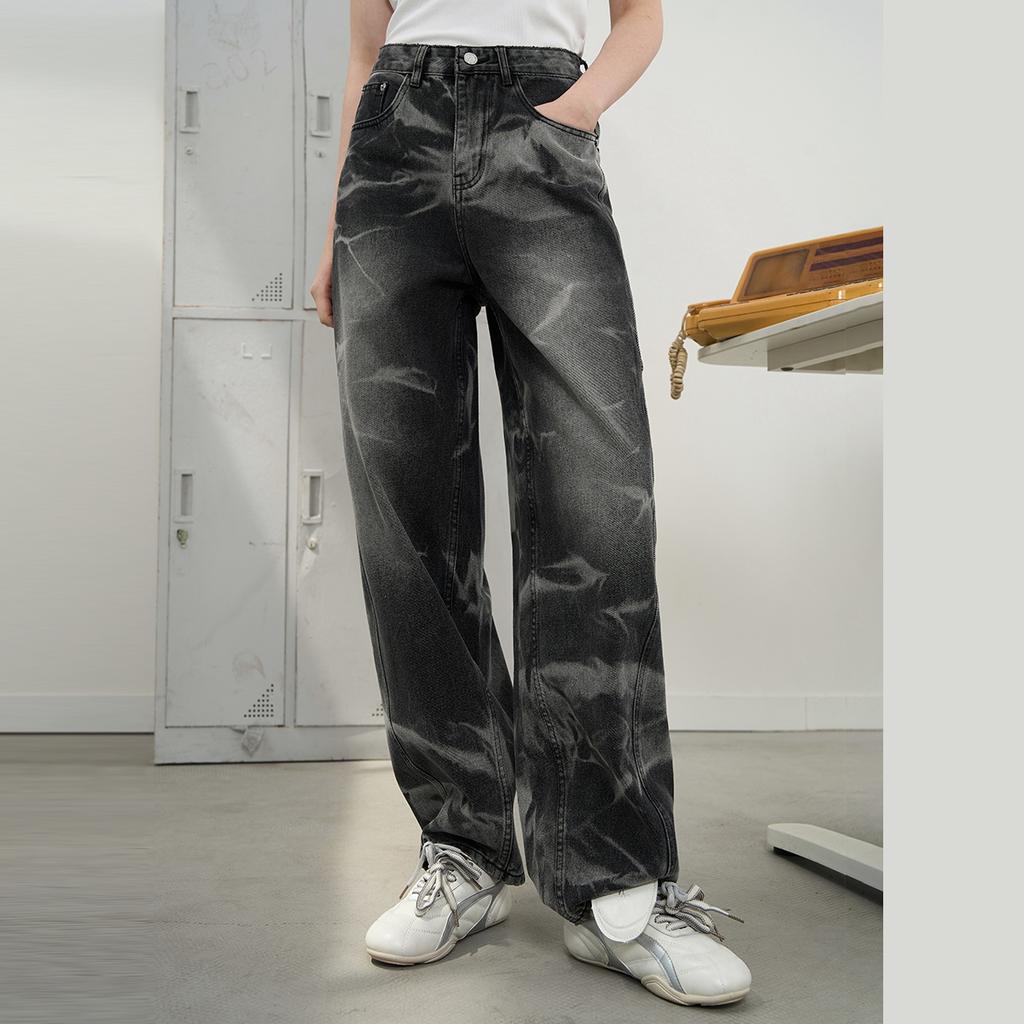 A02 Retro High Street Trend Tie Dye Wide Leg Straight Leg Pants