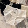 Plus Size Women's Bow-checked Wooden Ear Side Skin Friendly Cotton Crotch Waist Panties