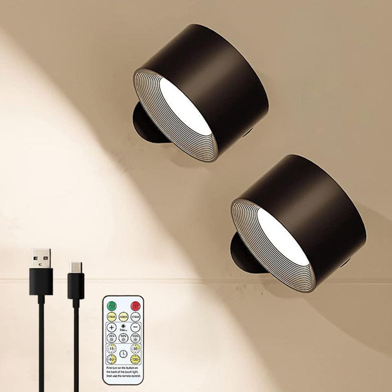 1/2PCS Magnetic Portable Wall LampTouch Remote Adjust USB Rechargeable Bedside No-wiring Cabinet Bedroom LED Reading Night Lamp