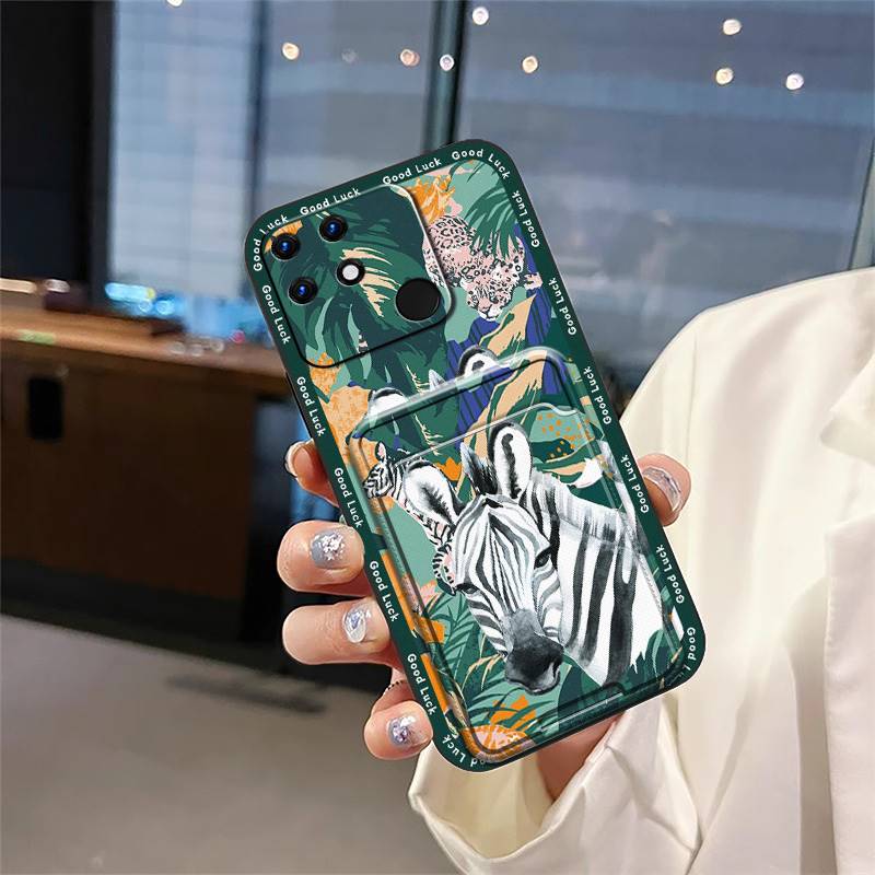 Слот для карт Задняя крышка Чехол для телефона Для OPPO Realme Narzo 50A защитный Прочный Грязеотталкивающий Мультяшный ТПУ Ударопрочный Милый